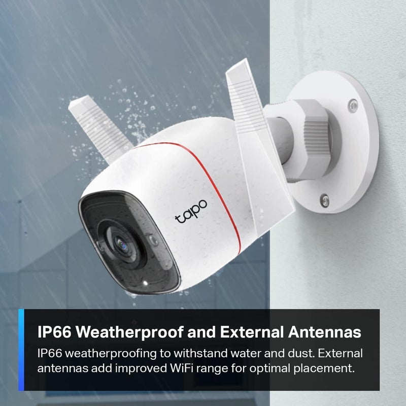 tapo TP-Link 2K Security Camera Outdoor Wired, IP66 Weatherproof, Motion/Person Detection, Built-in Siren w/Night Vision, Cloud/SD Card Storage, 2-Way Audio, Works w/Alexa & Google Home C310 - Image 5